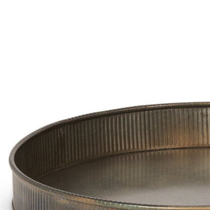 Set of Two Yellow Round Metal Handmade Serving Tray