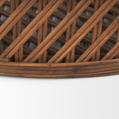 Set of Two Brown Round Wicker Handmade Serving Tray