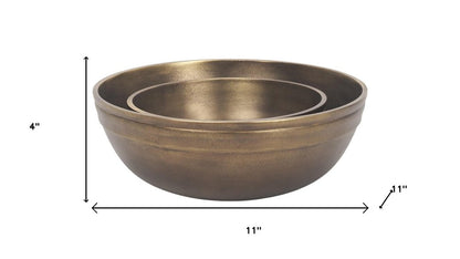 11" Brass Metal Round Centerpiece Bowl