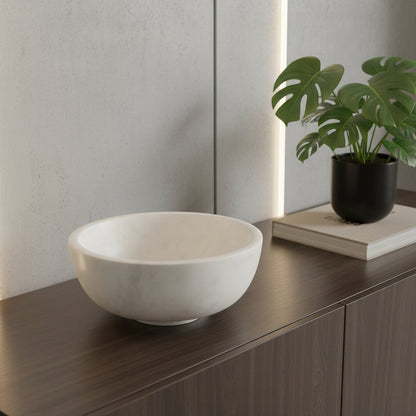 10" White Marble Round Centerpiece Bowl