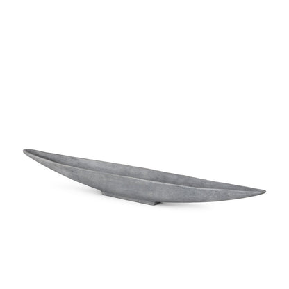 39" Gray Cast Aluminum Oval Long Boat Centerpiece Bowl