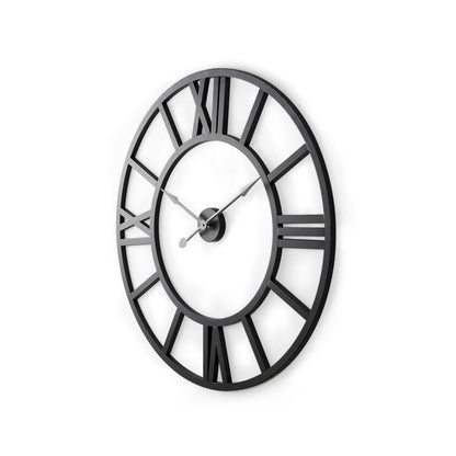 30" Black Iron Analog Round Wall Clock