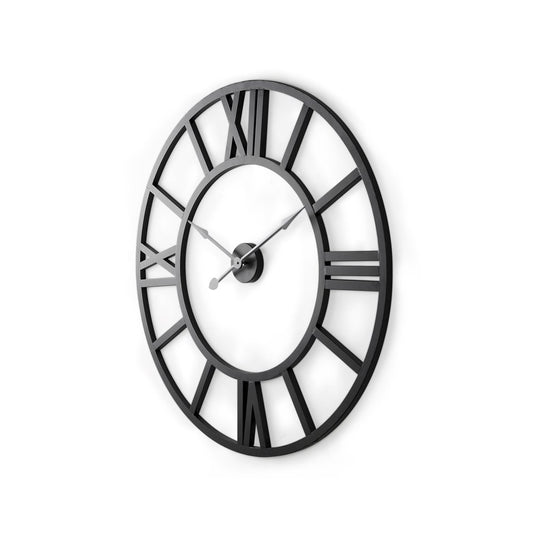 30" Black Iron Analog Round Wall Clock