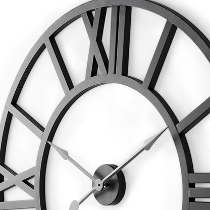 30" Black Iron Analog Round Wall Clock