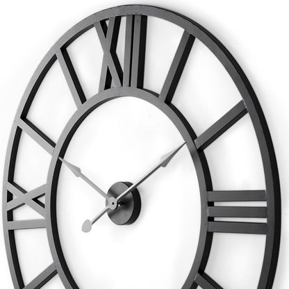 30" Black Iron Analog Round Wall Clock