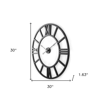 30" Black Iron Analog Round Wall Clock