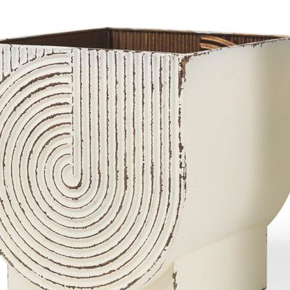 Set of Two White Metal 20 Ounce Rectangular Pot Planters