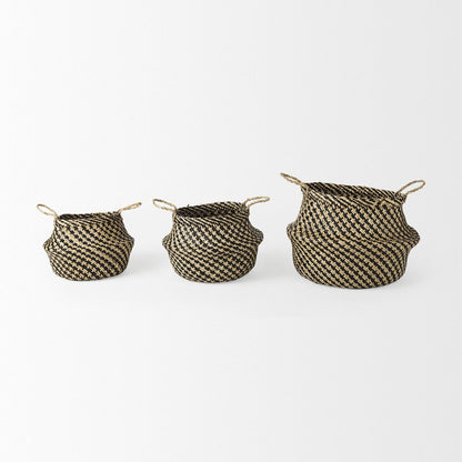 Set of Three Brown Nesting Water Hyacinth Basket