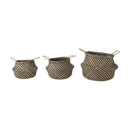 Set of Three Brown Nesting Water Hyacinth Basket
