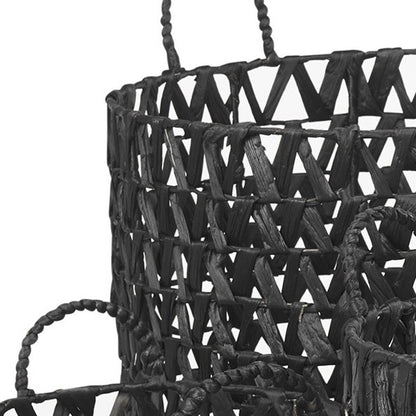 Set of Three Black Nesting Water Hyacinth Basket