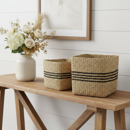 Set of Three Gray Nesting Water Hyacinth Basket