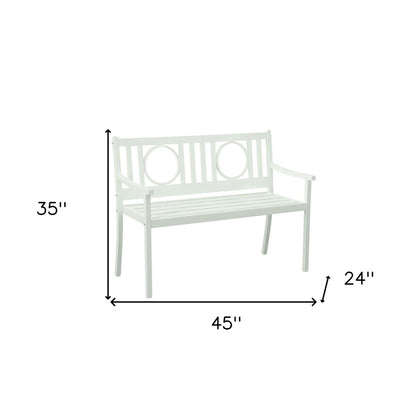 45" White Metal Garden Patio Bench