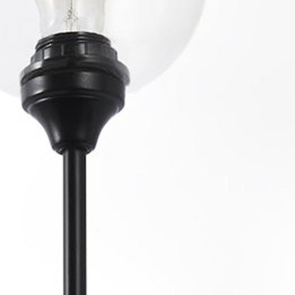 35" Black Metal and Glass Corner Wall Light