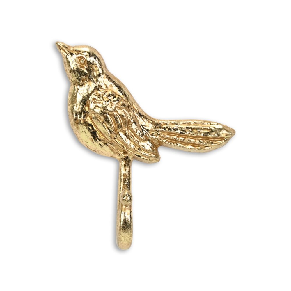 5" Gold Cast Iron Bird Wall Hook
