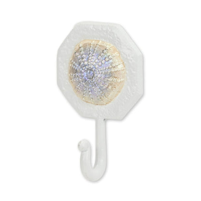4" Pearl And White Cast Iron Sand Dollar Wall Hook