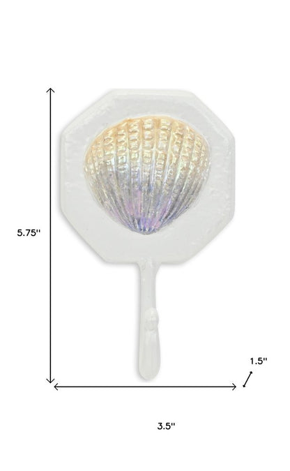 4" Cream And Pearl Cast Iron Seashell Wall Hook