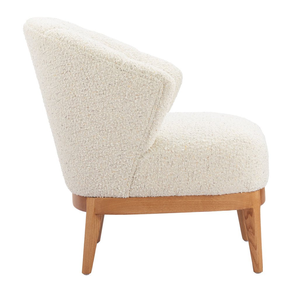 29" Beige and Brown Upholstered Arm Chair