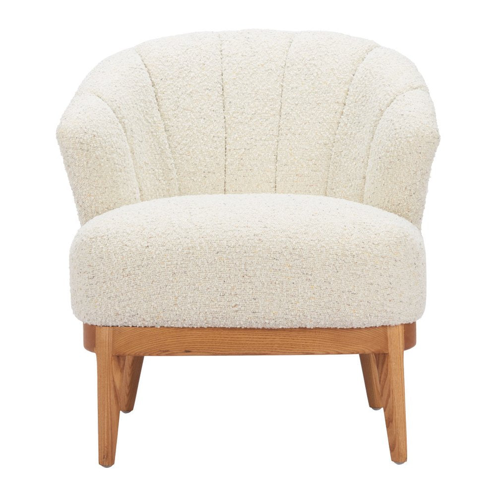29" Beige and Brown Upholstered Arm Chair