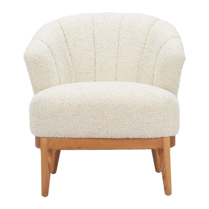 29" Beige and Brown Upholstered Arm Chair