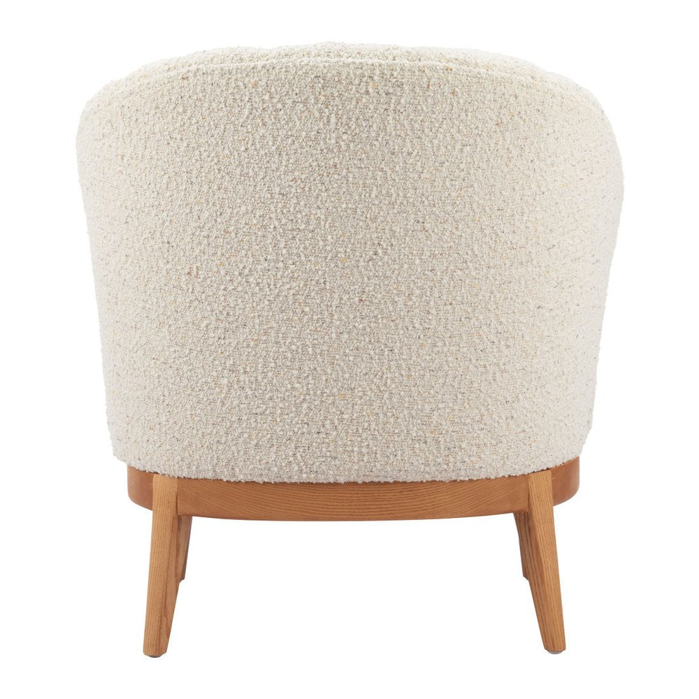 29" Beige and Brown Upholstered Arm Chair