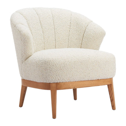 29" Beige and Brown Upholstered Arm Chair