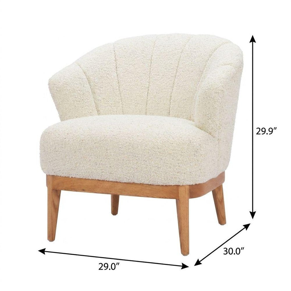 29" Beige and Brown Upholstered Arm Chair