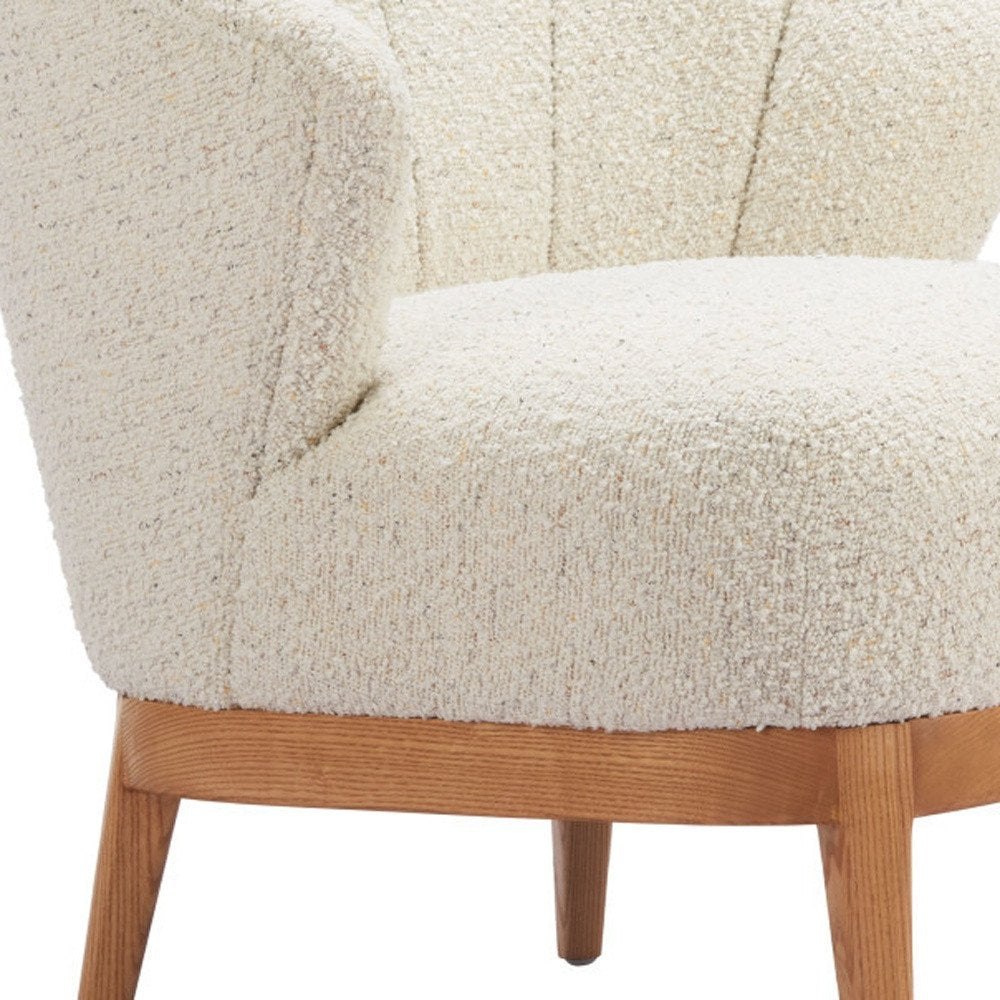 29" Beige and Brown Upholstered Arm Chair