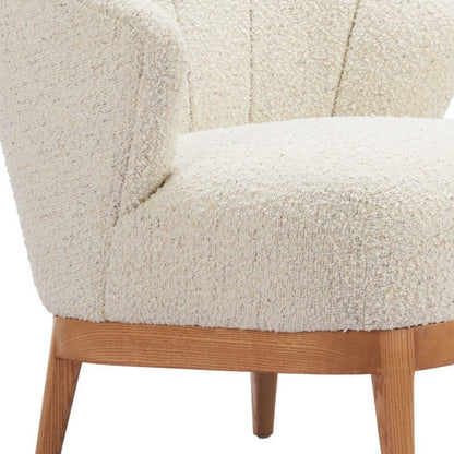 29" Beige and Brown Upholstered Arm Chair