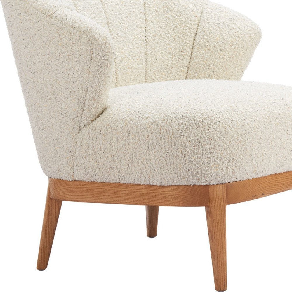 29" Beige and Brown Upholstered Arm Chair