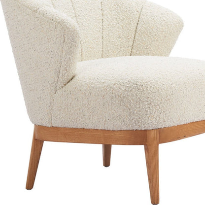 29" Beige and Brown Upholstered Arm Chair