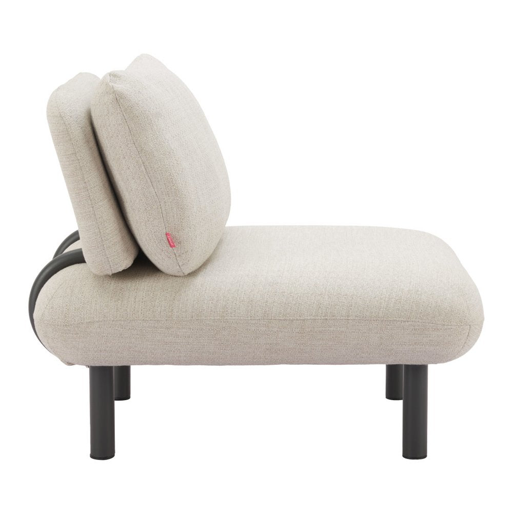 33" Beige and Black Fabric Side Chair