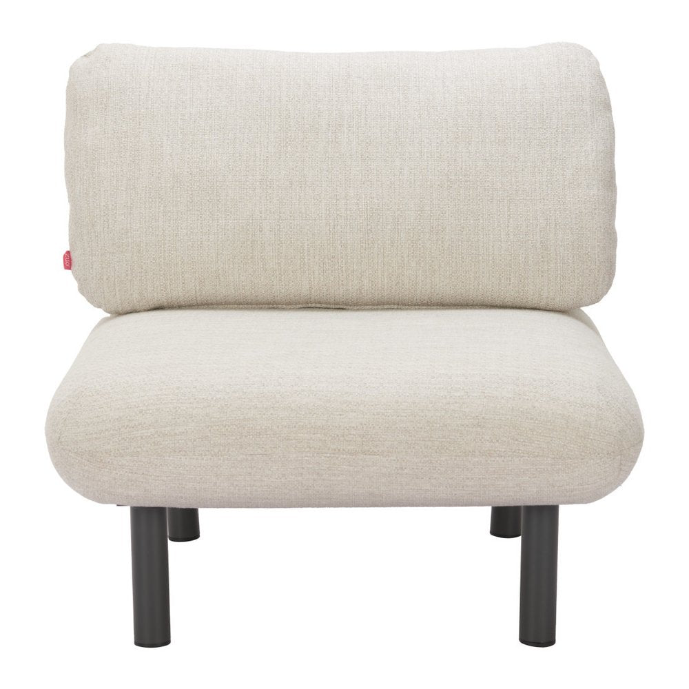 33" Beige and Black Fabric Side Chair