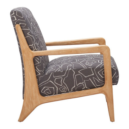 27" Gray and Natural Upholstered Arm Chair