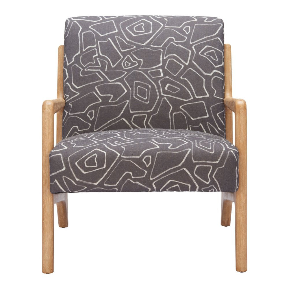 27" Gray and Natural Upholstered Arm Chair