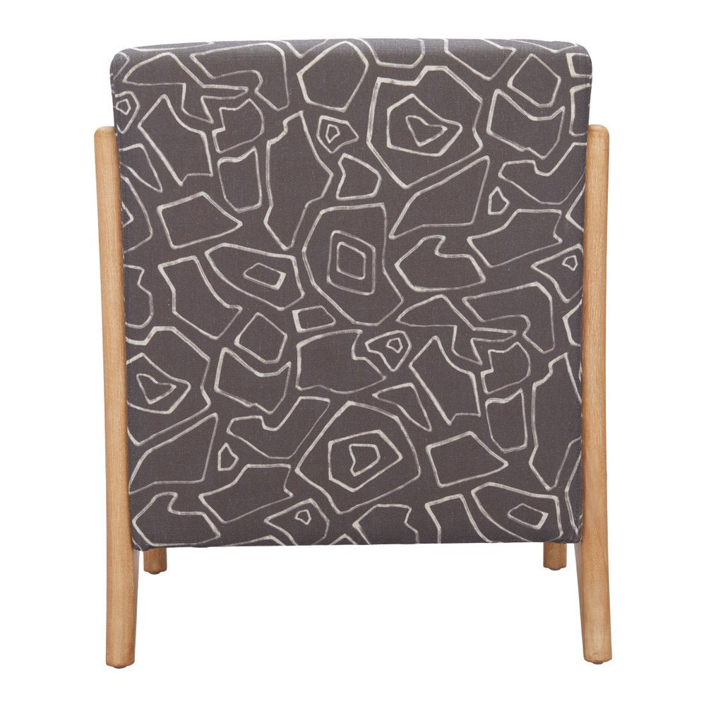 27" Gray and Natural Upholstered Arm Chair