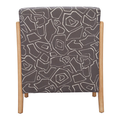 27" Gray and Natural Upholstered Arm Chair