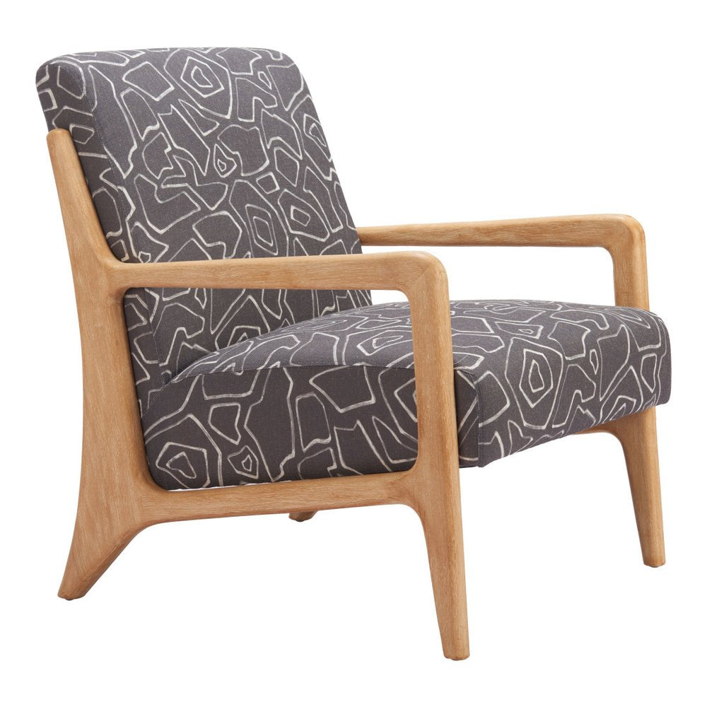27" Gray and Natural Upholstered Arm Chair