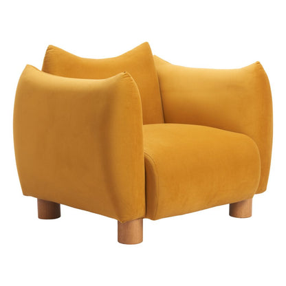 36" Mustard and Yellow Upholstered Arm Chair