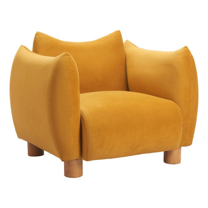 36" Mustard and Yellow Upholstered Arm Chair