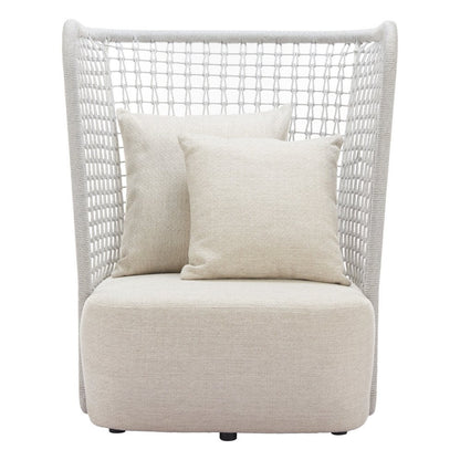 37" Beige and Black Fabric Side Chair