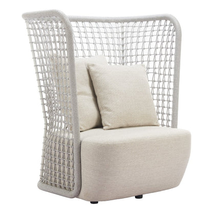 37" Beige and Black Fabric Side Chair