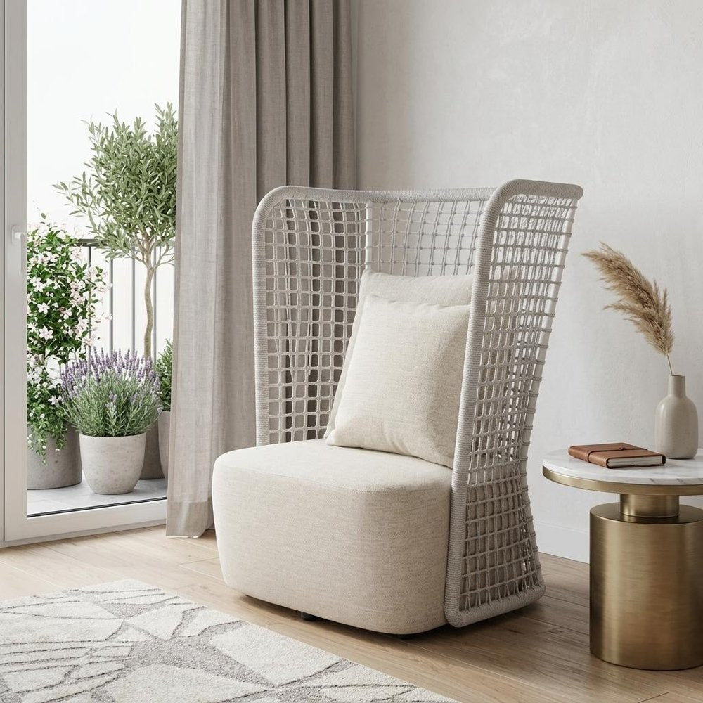 37" Beige and Black Fabric Side Chair