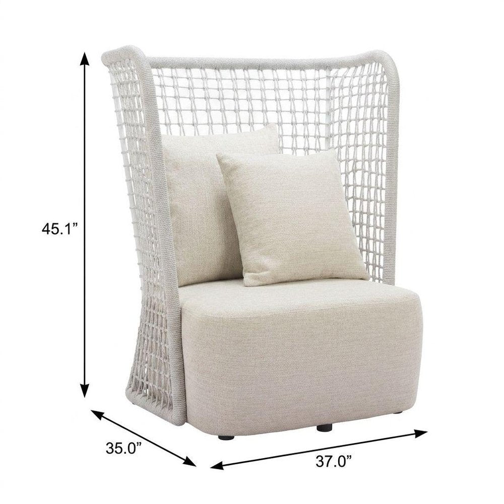 37" Beige and Black Fabric Side Chair