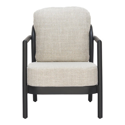 25" Beige and Black Fabric Arm Chair