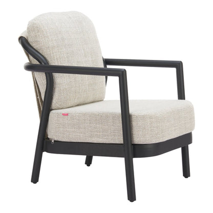 25" Beige and Black Fabric Arm Chair
