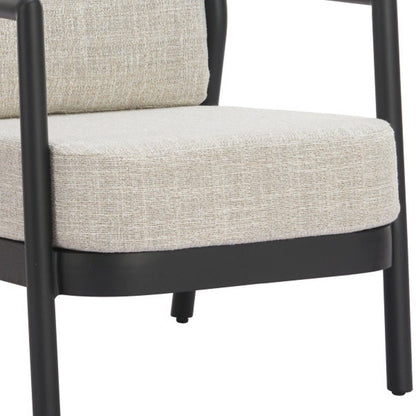 25" Beige and Black Fabric Arm Chair