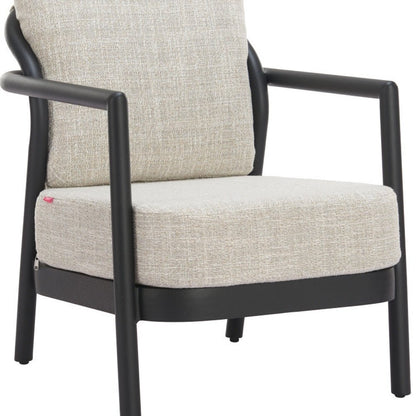 25" Beige and Black Fabric Arm Chair
