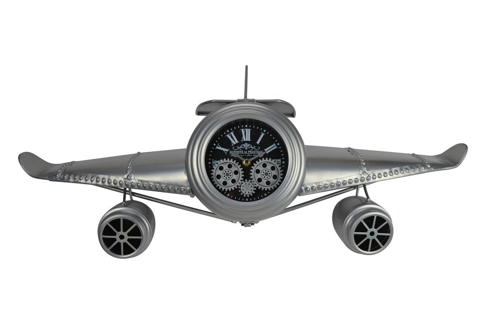 34" Silver And Black Metal Silent Analog Exposed Gear Novelty Wall Clock