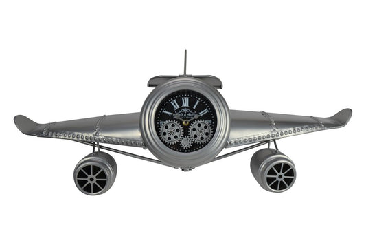 34" Silver And Black Metal Silent Analog Exposed Gear Novelty Wall Clock