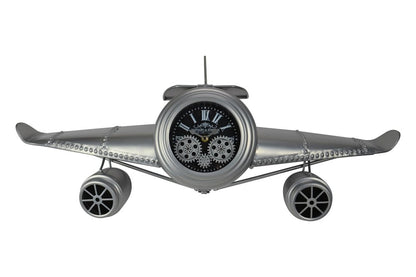 34" Silver And Black Metal Silent Analog Exposed Gear Novelty Wall Clock
